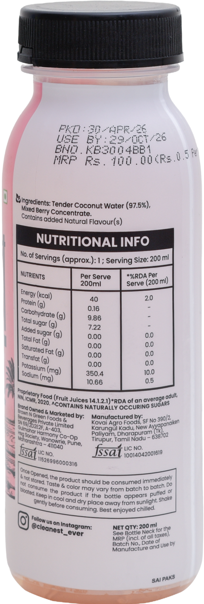 Tender Coconut Water (with Mixed Berry Black Pepper)